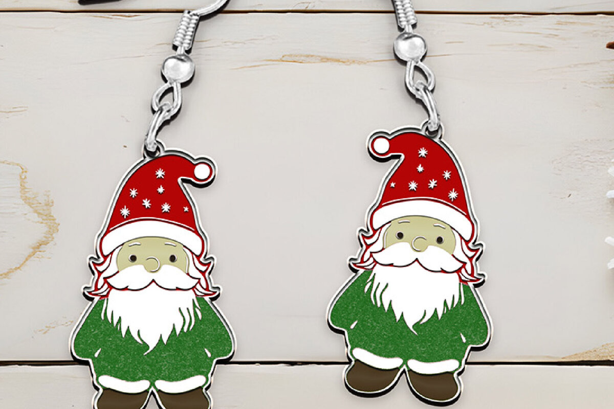 Σετ των 3 Intra απο ξύλο plywood 3mm-4mm πάχος Χριστουγεννιάτικα σκουλαρίκια κομμένα με λέιζερ ξωτικά. Δίασταση 4x4 cm INTRAFABR-110699693