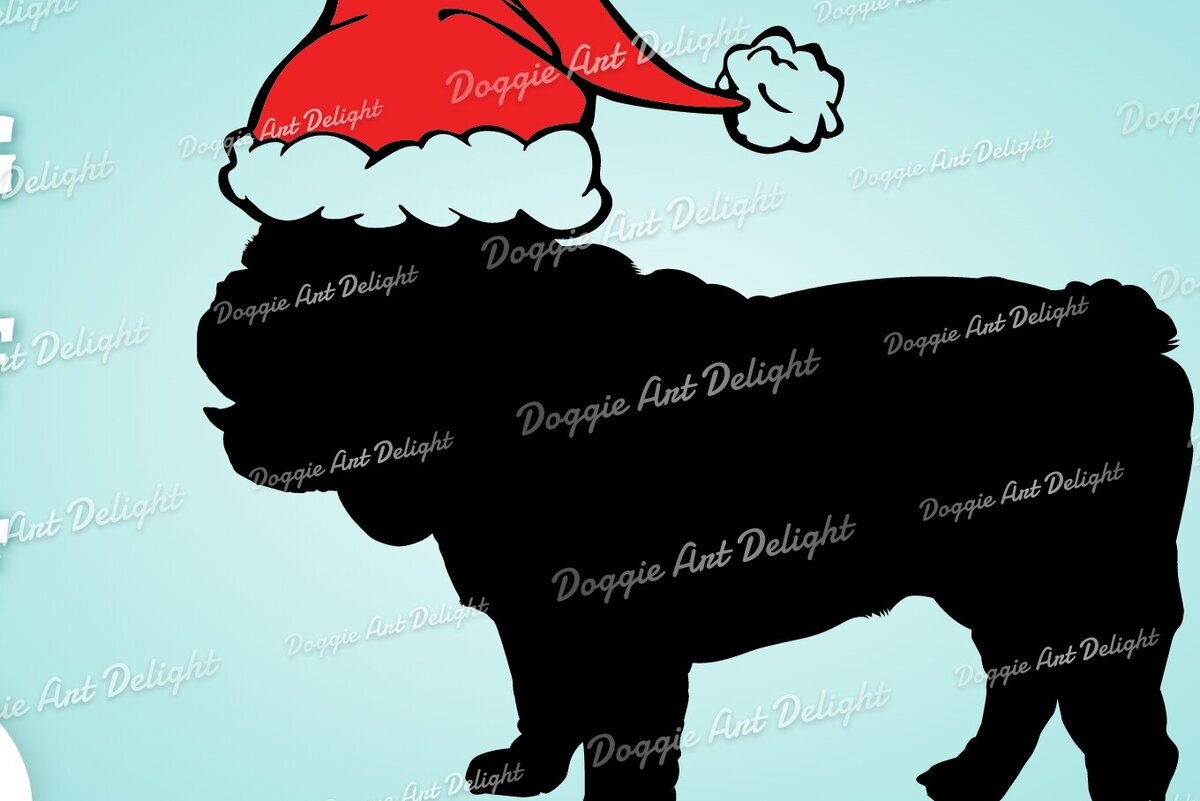 Σετ των 2 Intra απο ξύλο plywood 3mm-4mm πάχος Χριστουγεννιάτικο αγγλικό μπουλντόγκ με καπέλο Santa Δίασταση 15x15 cm INTRAFABR-83108607