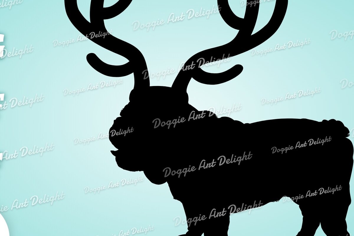 Σετ των 2 Intra απο ξύλο plywood 3mm-4mm πάχος Χριστουγεννιάτικο αγγλικό μπουλντόγκ Τάρανδος Δίασταση 15x15 cm INTRAFABR-82850771