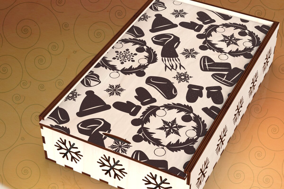 Σετ των 2 Intra απο ξύλο plywood 3mm-4mm πάχος Χριστουγεννιάτικο Χαραγμένο Δώρο Συρόμενο Καπάκι Κουτί Δίασταση 15x15 cm INTRAFABR-109606247