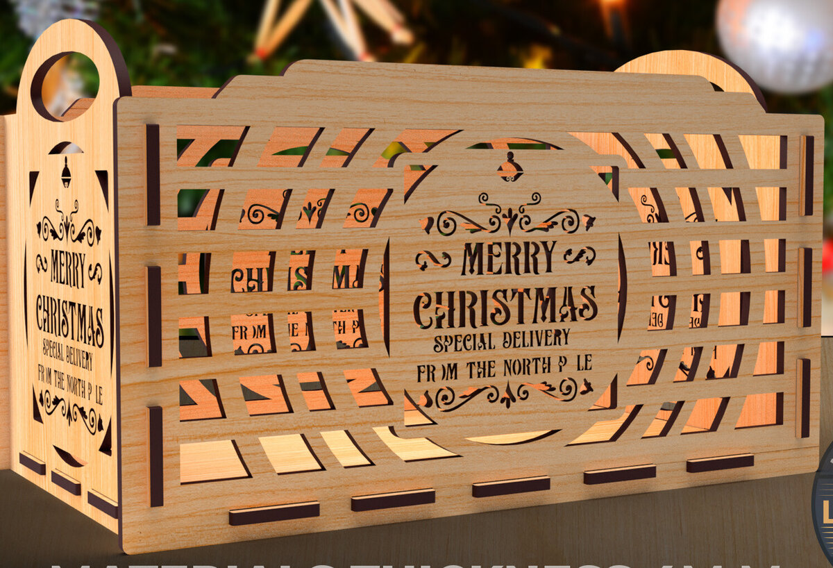 Σετ των 2 Intra απο ξύλο plywood 3mm-4mm πάχος Christmas EVE BOX 02 Δίασταση 15x15 cm INTRAFABR-85200365