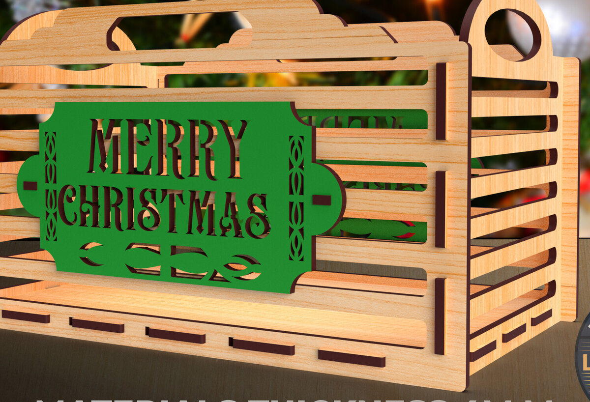 Σετ των 3 Intra απο ξύλο plywood 3mm-4mm πάχος Christmas EVE BOX 03 Δίασταση 15x15 cm INTRAFABR-85200488