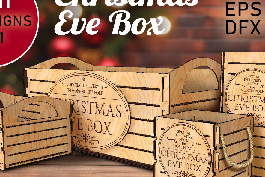 Σετ των 2 Intra απο ξύλο plywood 3mm-4mm πάχος Χριστουγεννιάτικο BOX Part1 Δίασταση 15x15 cm INTRAFABR-83109600