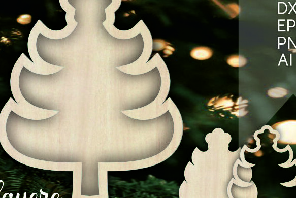 Σετ των 3 Intra απο ξύλο plywood 3mm-4mm πάχος με στολίδια παραμονής Χριστουγέννων Δίασταση 8x8 cm INTRAFABR-108065229