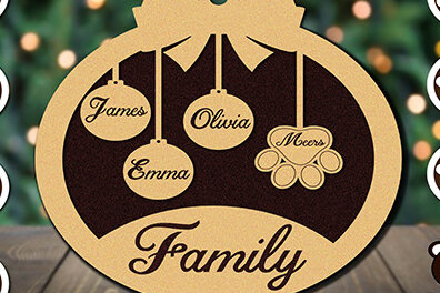 Σετ των 3 Intra απο ξύλο plywood 3mm-4mm πάχος Χριστουγεννιάτικα στολίδια για οικογένειες και κατοικίδια Δίασταση 3x3 cm INTRAFABR-19466612