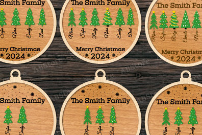 Σετ των 3 Intra απο ξύλο plywood 3mm-4mm πάχος Χριστουγεννιάτικο οικογενειακό στολίδι με λέιζερ Δίασταση 8x8 cm INTRAFABR-106400409