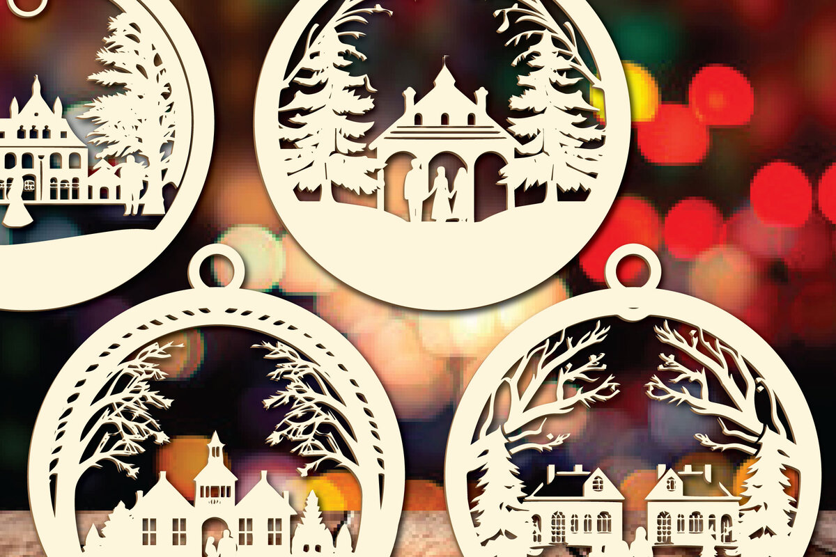 Σετ των 3 Intra απο ξύλο plywood 3mm-4mm πάχος Χριστουγεννιάτικο Οικογενειακό Στολίδι Δίασταση 4x4 cm INTRAFABR-83632009