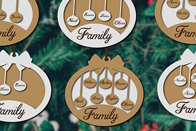 Σετ των 3 Intra απο ξύλο plywood 3mm-4mm πάχος Χριστουγεννιάτικα Οικογενειακά Στολίδια Δίασταση 3x3 cm INTRAFABR-19466889