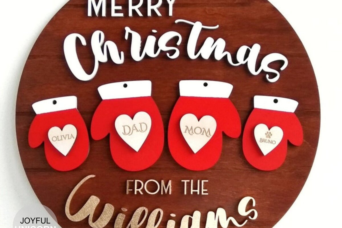 Intra απο ξύλο plywood 3mm-4mm πάχος Χριστουγεννιάτικο οικογενειακό σημάδι για 2-4 μέλη Δίασταση 30x30 cm INTRAFABR-33198573