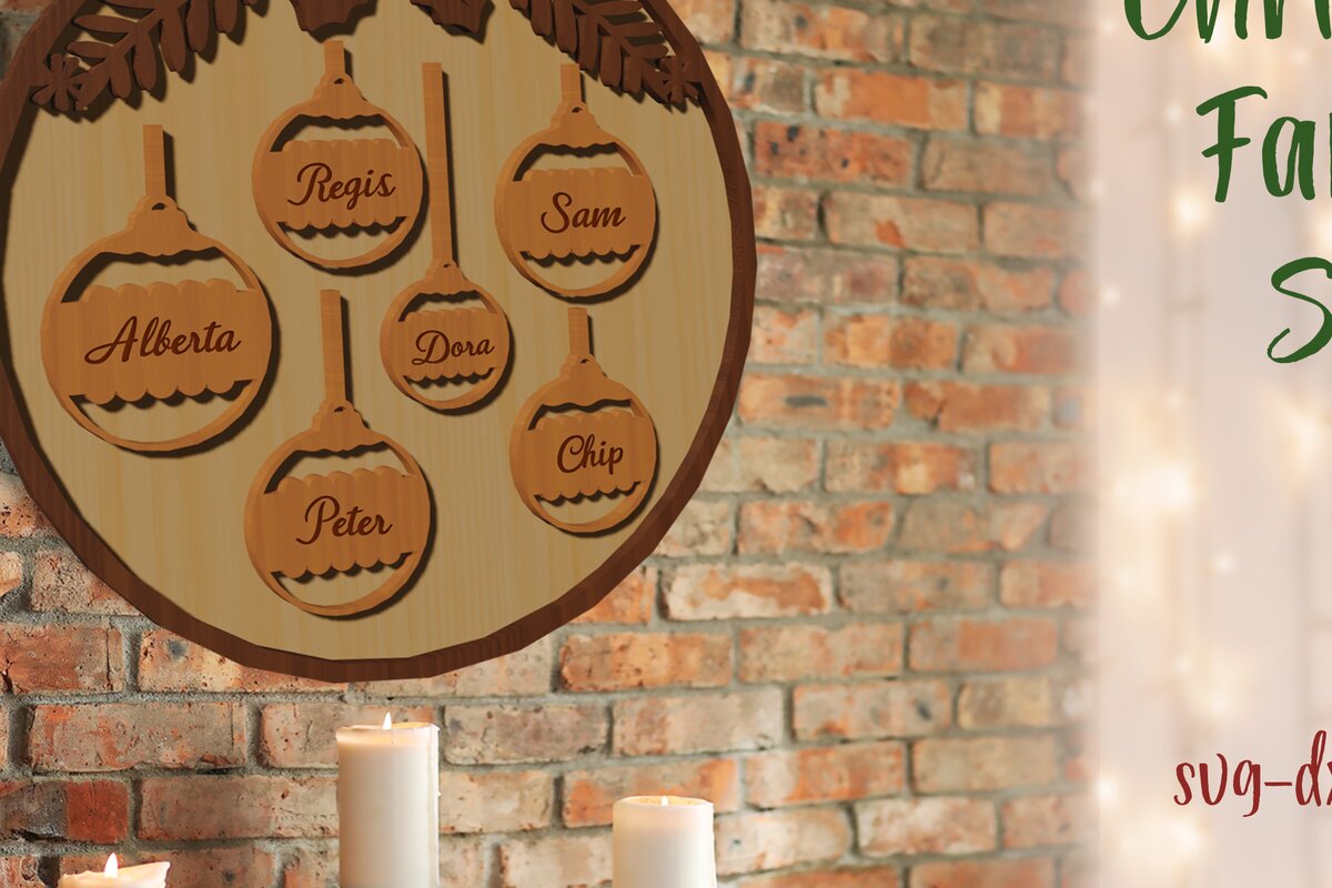 Σετ των 2 Intra απο ξύλο plywood 3mm-4mm πάχος Χριστουγεννιάτικο οικογενειακό σημάδι κοπής με λέιζερ Δίασταση 15x15 cm INTRAFABR-79228246