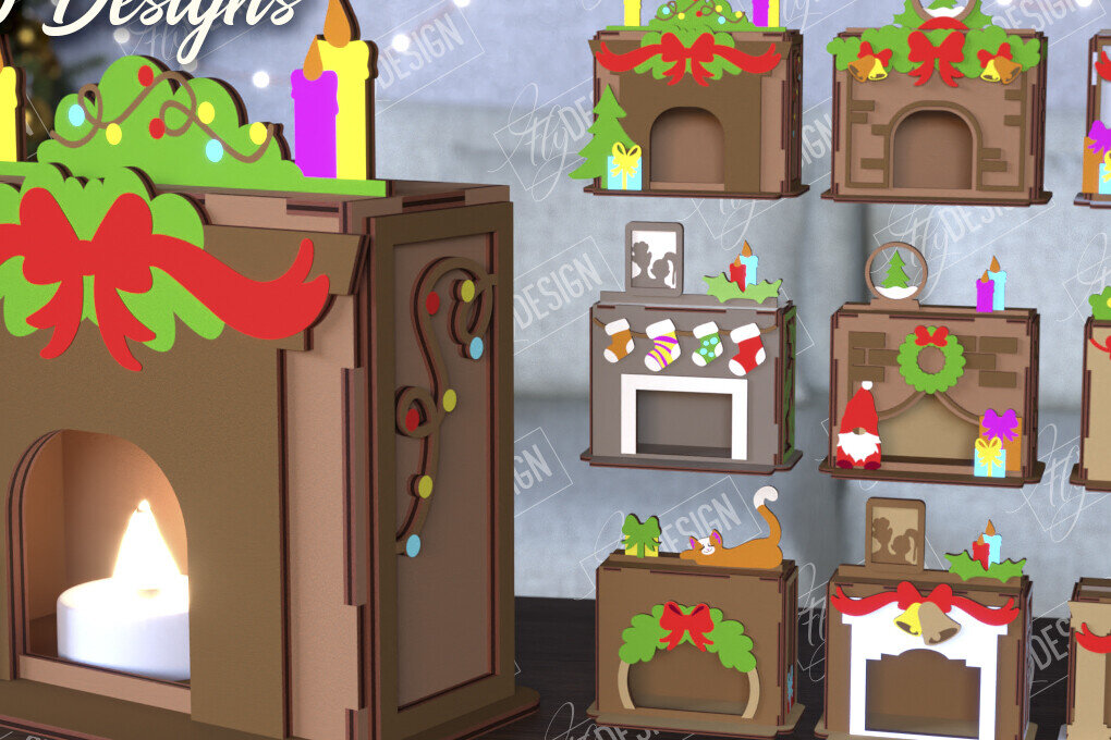 Σετ των 3 Intra απο ξύλο plywood 3mm-4mm πάχος λαμπάδας χριστουγεννιάτικου τζακιού Δίασταση 15x15 cm INTRAFABR-108122376