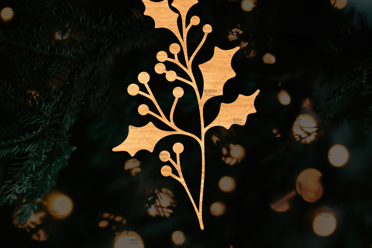 Σετ των 2 Intra απο ξύλο plywood 3mm-4mm πάχος Χριστουγεννιάτικο Floral Δίασταση 15x15 cm INTRAFABR-111693213