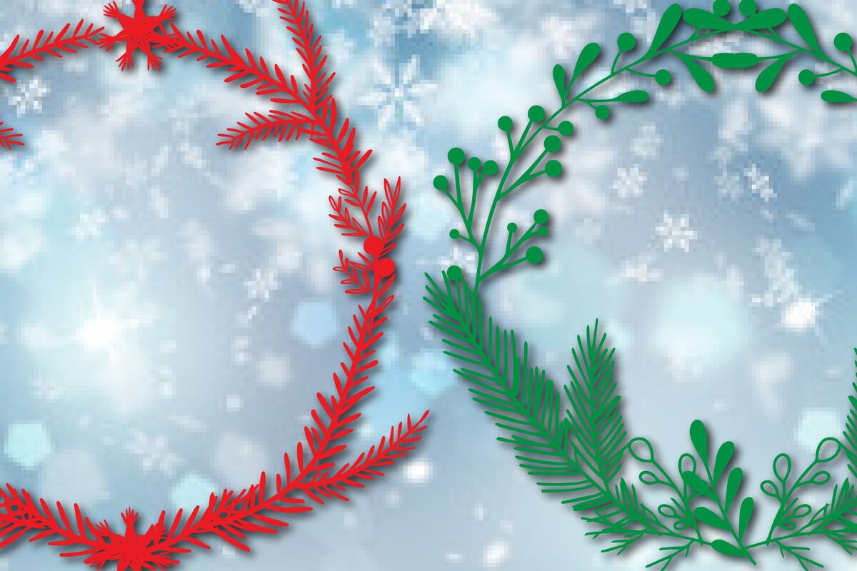 Σετ των 2 Intra απο ξύλο plywood 3mm-4mm πάχος Χριστουγεννιάτικο λουλουδένιο στεφάνι Δίασταση 25x25 cm INTRAFABR-45659831