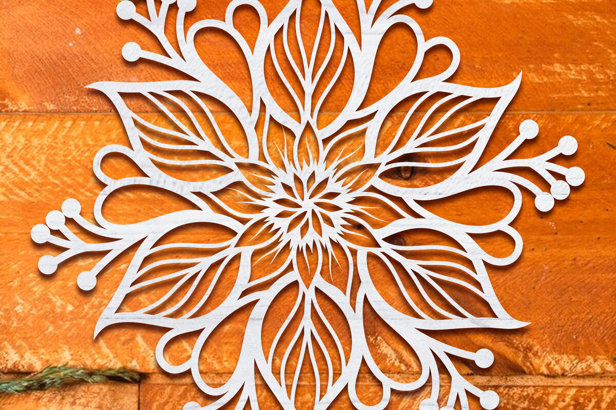 Σετ των 2 Intra απο ξύλο plywood 3mm-4mm πάχος Χριστουγεννιάτικο λουλούδι με λέιζερ Clipart Δίασταση 15x15 cm INTRAFABR-109748545