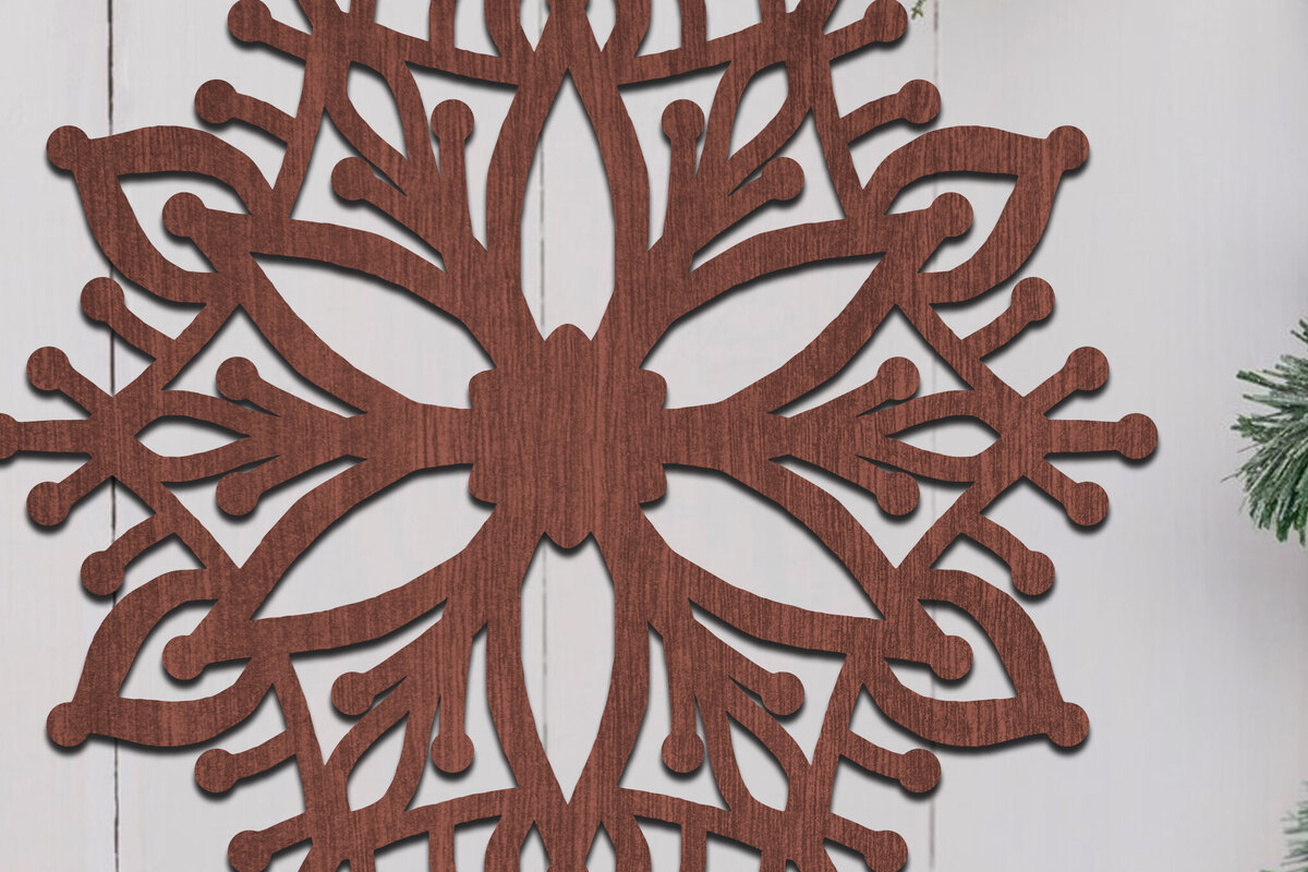 Σετ των 2 Intra απο ξύλο plywood 3mm-4mm πάχος Χριστουγεννιάτικο λουλούδι με λέιζερ Clipart Δίασταση 15x15 cm INTRAFABR-110103410