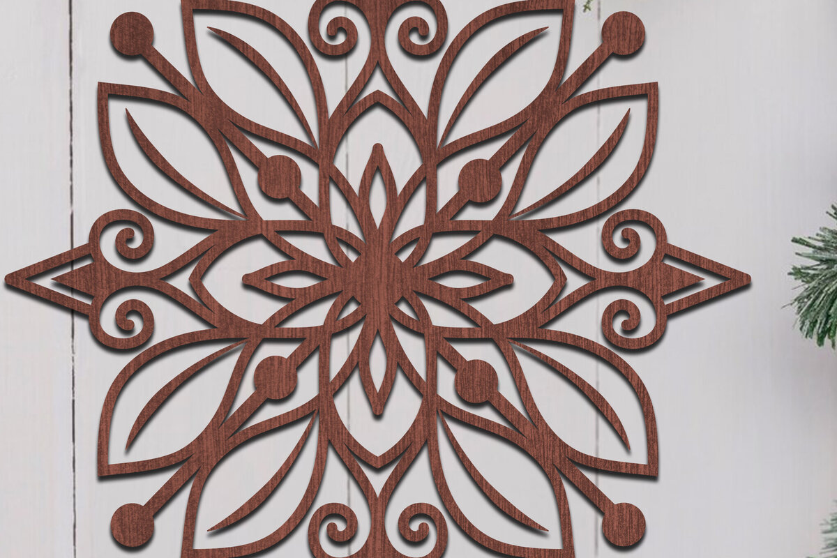 Σετ των 2 Intra απο ξύλο plywood 3mm-4mm πάχος Χριστουγεννιάτικο λουλούδι με λέιζερ Clipart Δίασταση 15x15 cm INTRAFABR-110103437