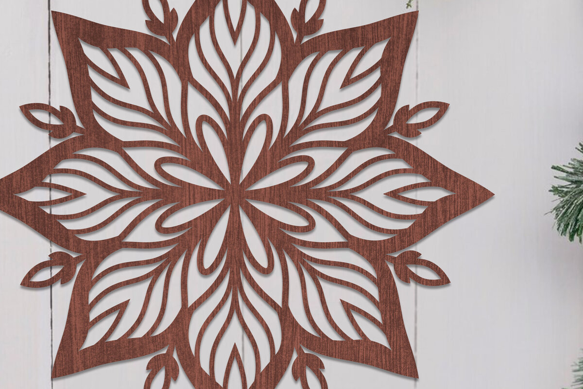 Σετ των 2 Intra απο ξύλο plywood 3mm-4mm πάχος Χριστουγεννιάτικο λουλούδι με λέιζερ Clipart Δίασταση 15x15 cm INTRAFABR-110103450