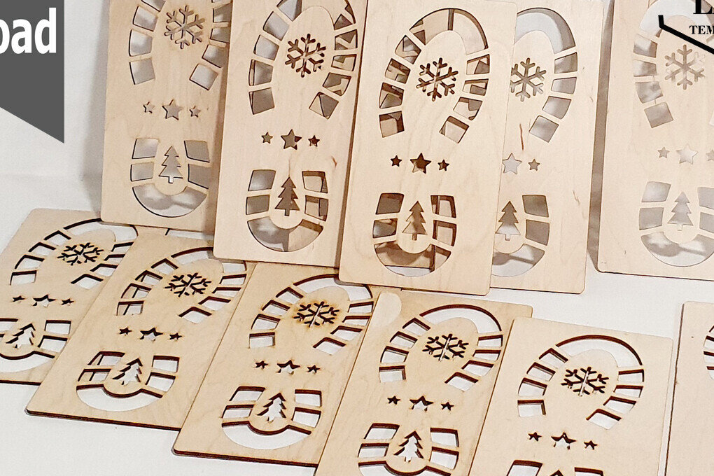 Intra απο ξύλο plywood 3mm-4mm πάχος Χριστουγεννιάτικο στένσιλ ίχνους - Δίασταση 30x20 cm INTRAFABR-112289954