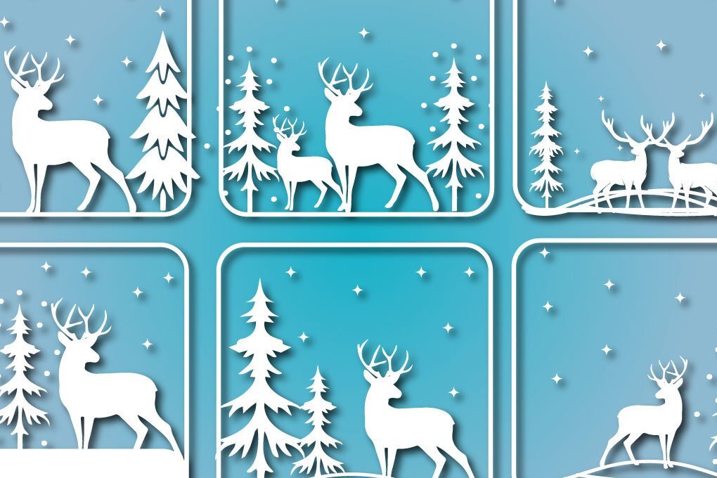 Intra απο ξύλο plywood 3mm-4mm πάχος Χριστουγεννιάτικο Δάσος Ελαφιών Δέσμη Δίασταση 30x20 cm INTRAFABR-40959734