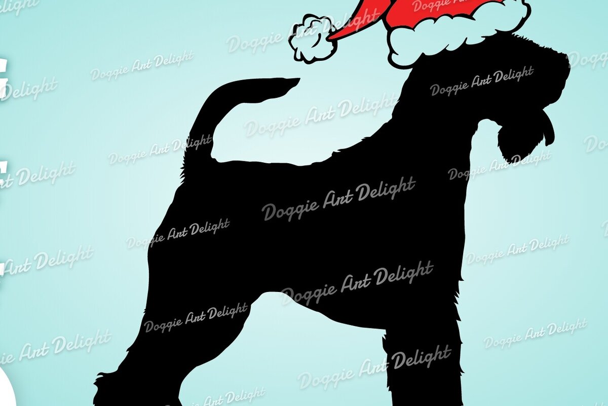 Σετ των 2 Intra απο ξύλο plywood 3mm-4mm πάχος Χριστουγεννιάτικο Fox Terrier σε Santa Hat Δίασταση 15x15 cm INTRAFABR-83139047