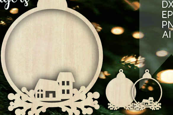 Σετ των 3 Intra απο ξύλο plywood 3mm-4mm πάχος Χριστουγεννιάτικο πλαίσιο , Winter House Δίασταση 8x8 cm INTRAFABR-106695654