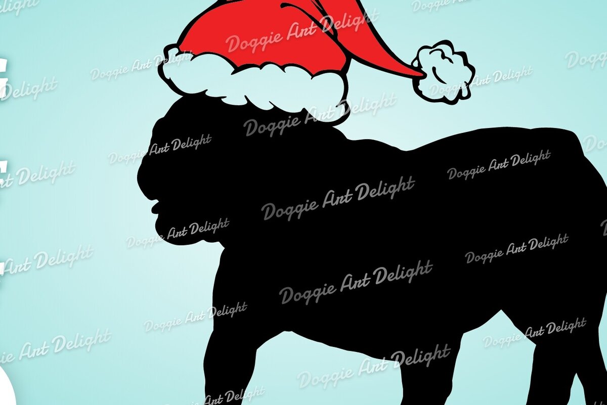 Σετ των 2 Intra απο ξύλο plywood 3mm-4mm πάχος Χριστουγεννιάτικο γαλλικό μπουλντόγκ Santa Δίασταση 15x15 cm INTRAFABR-83139334