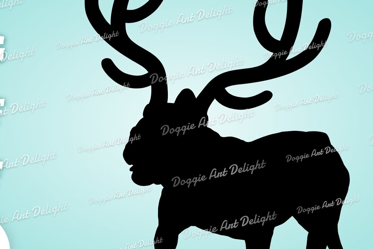 Σετ των 2 Intra απο ξύλο plywood 3mm-4mm πάχος Christmas Frenchie Dog Reindeer Δίασταση 15x15 cm INTRAFABR-82851217