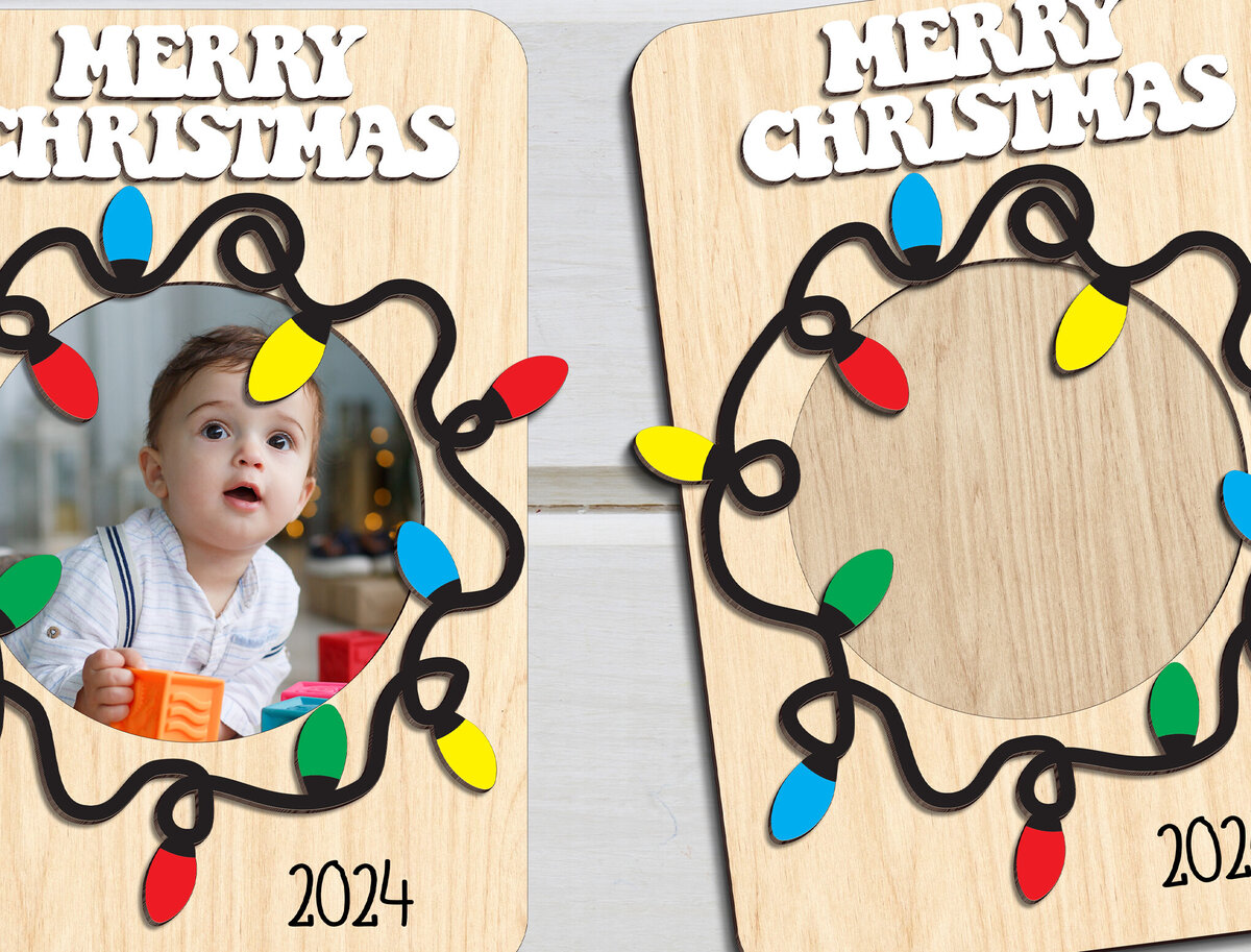 Σετ των 2 Intra απο ξύλο plywood 3mm-4mm πάχος Χριστουγεννιάτικη κορνίζα με μαγνήτη ψυγείου Δίασταση 20x30 cm INTRAFABR-101629349