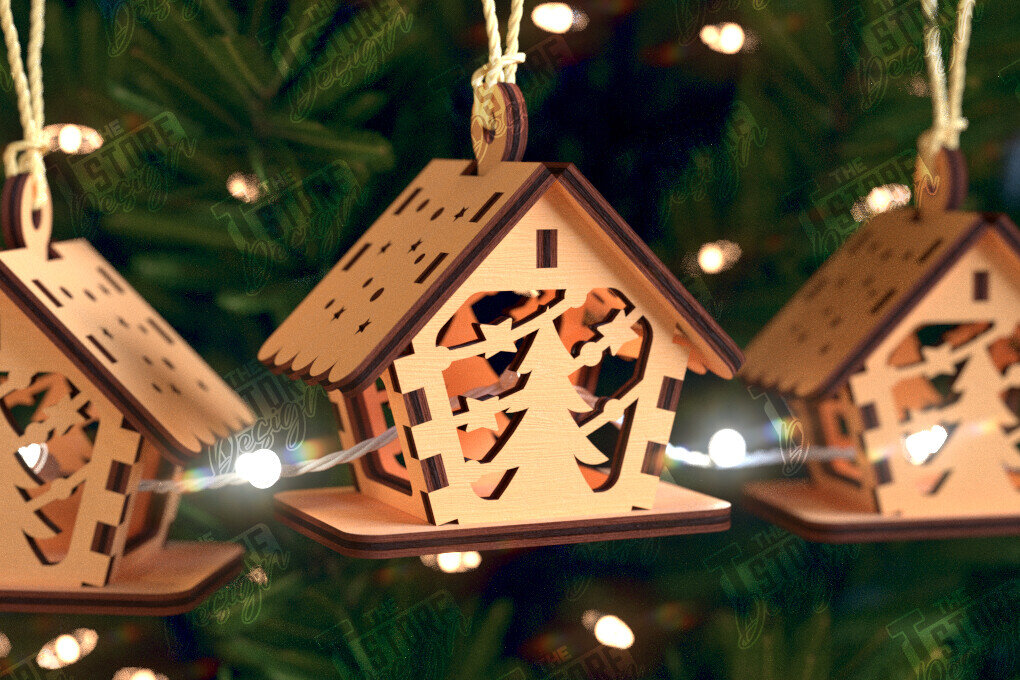 Intra απο ξύλο plywood 3mm-4mm πάχος Χριστουγεννιάτικη γιρλάντα | Παιχνίδι Χριστουγεννιάτικου Δέντρου Δίασταση 15x15 cm INTRAFABR-105662066