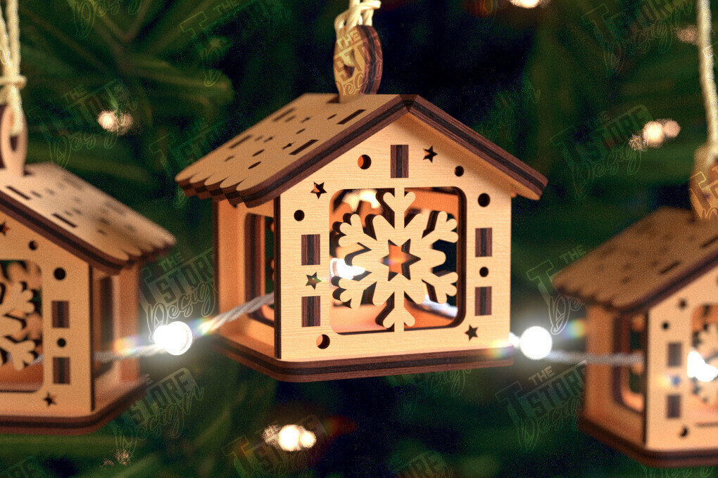 Intra απο ξύλο plywood 3mm-4mm πάχος Χριστουγεννιάτικη γιρλάντα | Παιχνίδι Χριστουγεννιάτικου Δέντρου Δίασταση 15x15 cm INTRAFABR-105662020