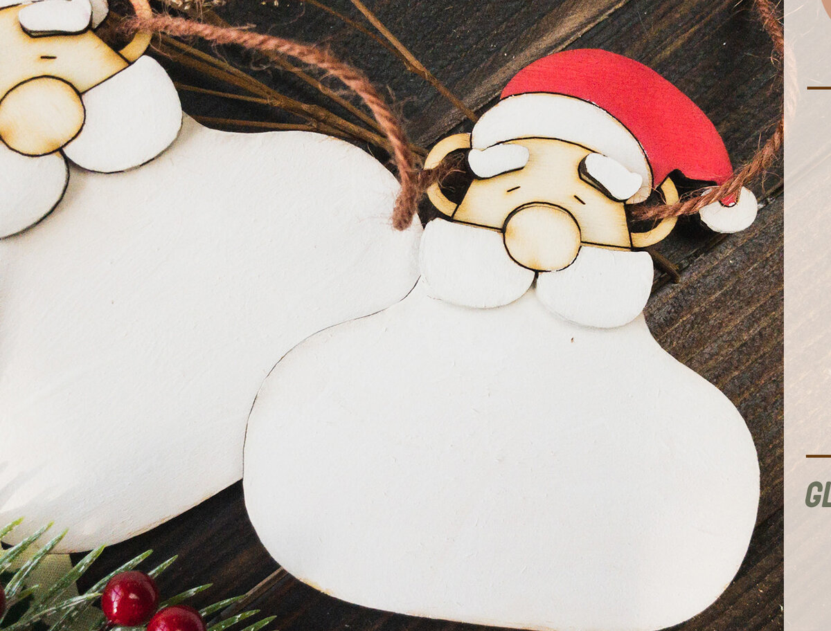 Σετ των 2 Intra απο ξύλο plywood 3mm-4mm πάχος Χριστουγεννιάτικη γιρλάντα, Santa Garland Δίασταση 12x20 cm INTRAFABR-47866246