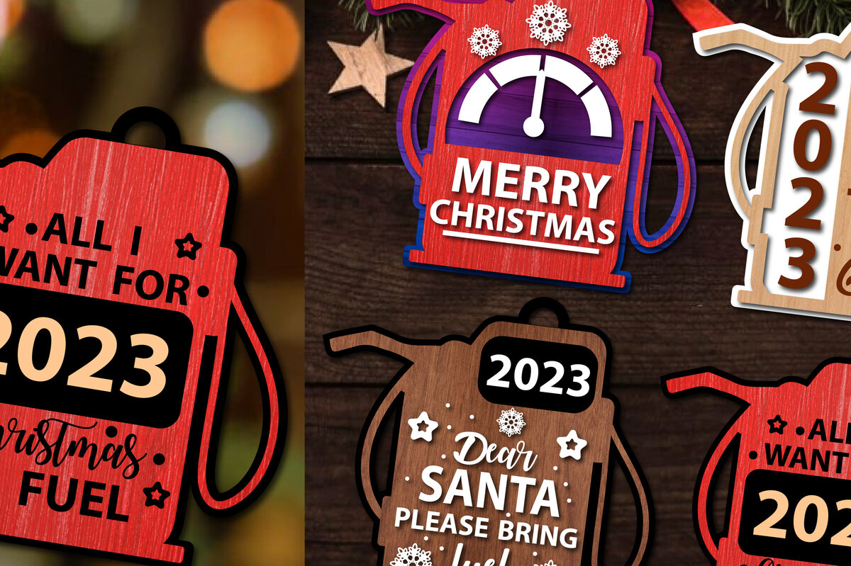 Σετ των 3 Intra απο ξύλο plywood 3mm-4mm πάχος στολιδιών με χριστουγεννιάτικο αέριο χιούμορ Δίασταση 8x8 cm INTRAFABR-80765409