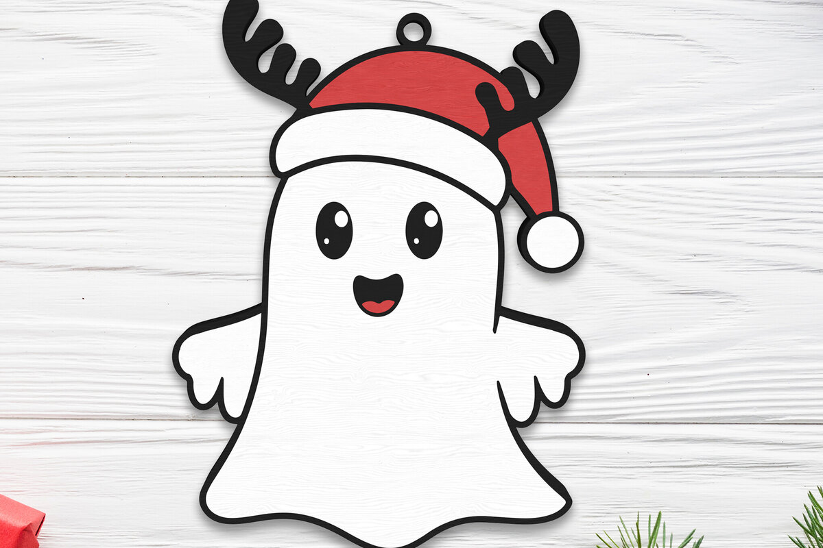 Σετ των 3 Intra απο ξύλο plywood 3mm-4mm πάχος Χριστουγεννιάτικο στολίδι Ghost Cut  Δίασταση 8x8 cm INTRAFABR-109510501