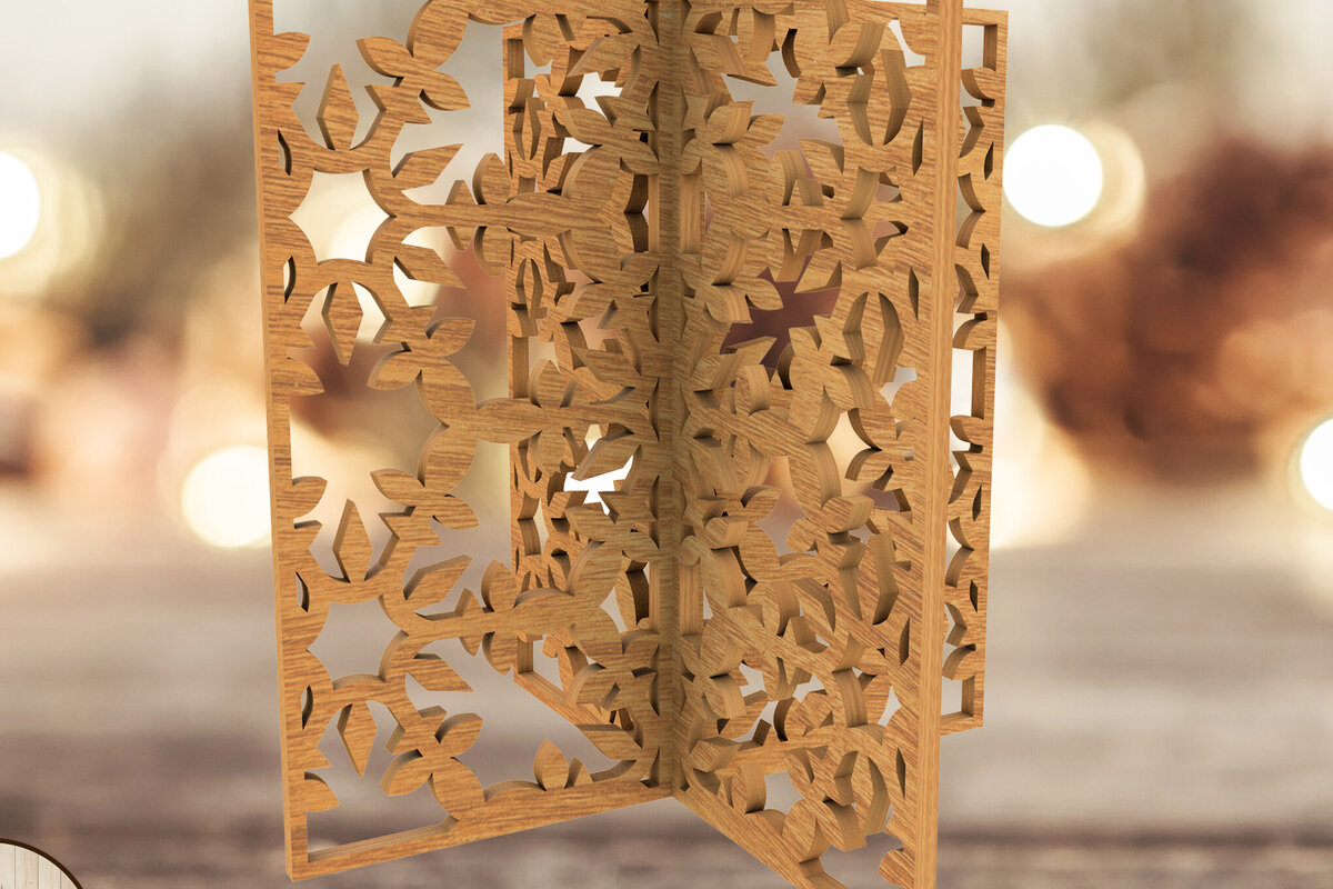 Σετ των 2 Intra απο ξύλο plywood 3mm-4mm πάχος Πρότυπο κοπής τρισδιάστατου μοντέλου δώρου Χριστουγέννων Δίασταση 15x15 cm INTRAFABR-108416646