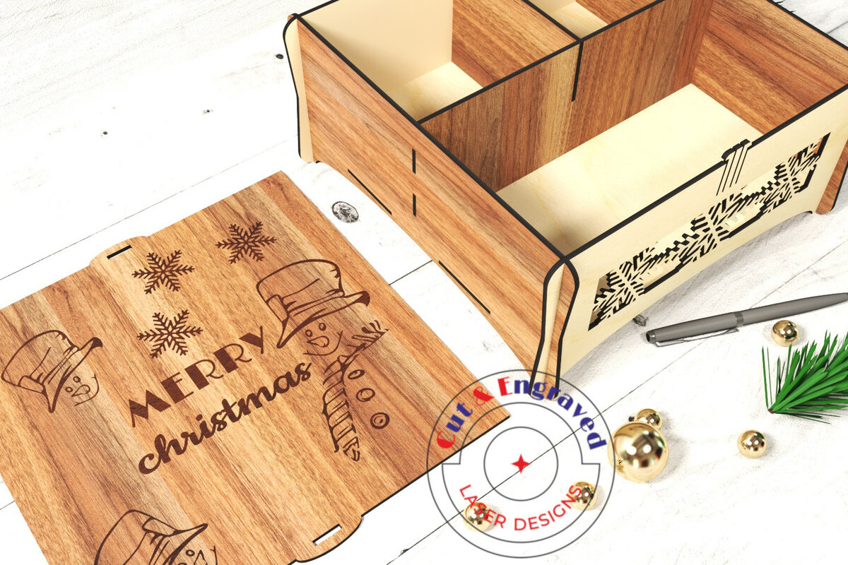 Σετ των 3 Intra απο ξύλο plywood 3mm-4mm πάχος Χριστουγεννιάτικο κουτί δώρου Δίασταση 3x3 cm INTRAFABR-19900203