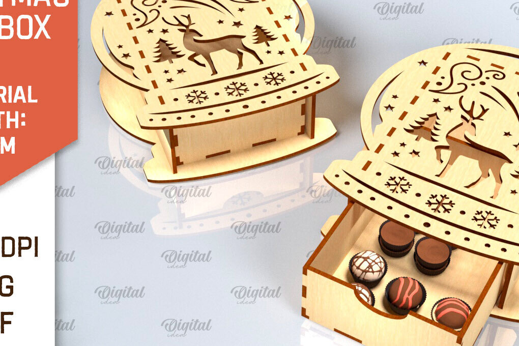 Σετ των 2 Intra απο ξύλο plywood 3mm-4mm πάχος Χριστουγεννιάτικο κουτί δώρου . 3D Box Δίασταση 15x15 cm INTRAFABR-101754877