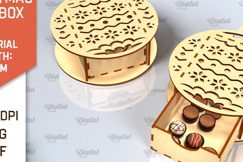 Intra απο ξύλο plywood 3mm-4mm πάχος Χριστουγεννιάτικο κουτί δώρου . 3D Box Δίασταση 15x15 cm INTRAFABR-101754994