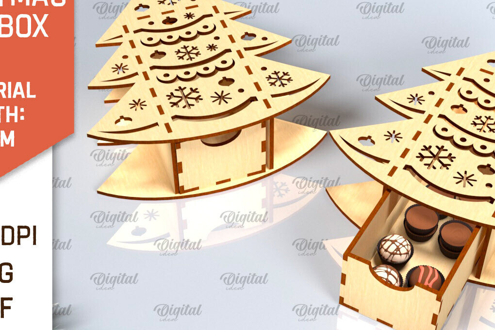 Σετ των 2 Intra απο ξύλο plywood 3mm-4mm πάχος Χριστουγεννιάτικο κουτί δώρου . 3D Box Δίασταση 15x15 cm INTRAFABR-101755102