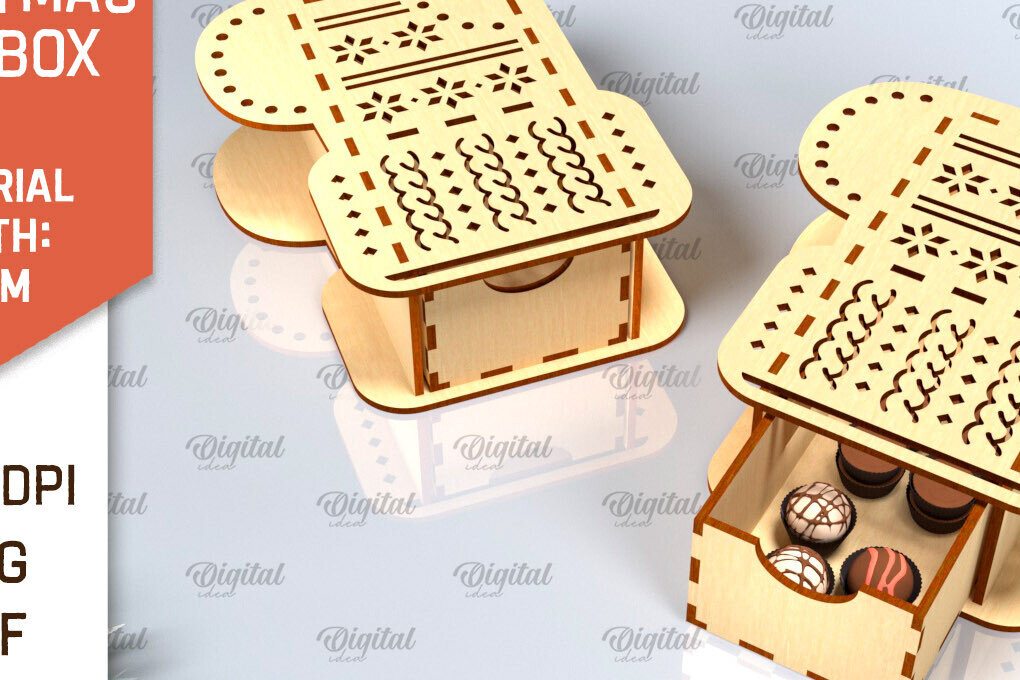 Σετ των 2 Intra απο ξύλο plywood 3mm-4mm πάχος Χριστουγεννιάτικο κουτί δώρου . 3D Box Δίασταση 15x15 cm INTRAFABR-101754769