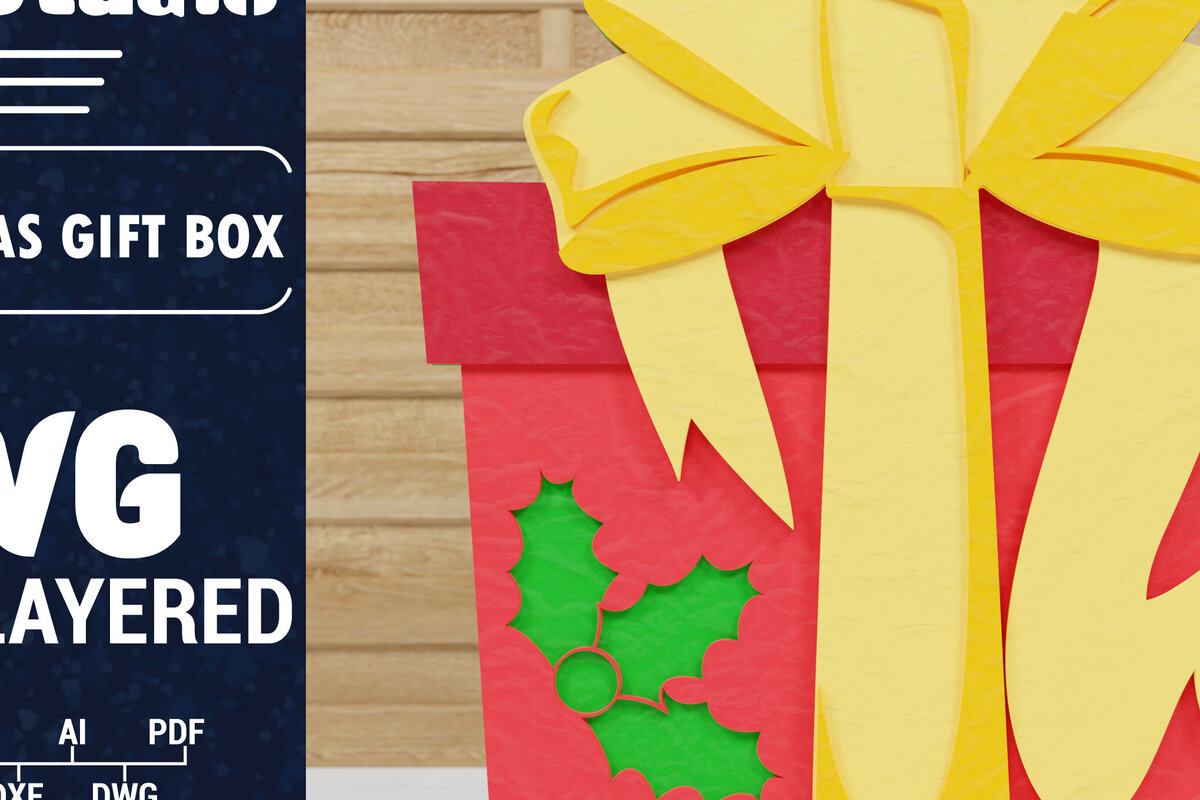 Σετ των 2 Intra απο ξύλο plywood 3mm-4mm πάχος Χριστουγεννιάτικο κουτί δώρου Κόψιμο με λέιζερ Δίασταση 1500x1500 cm INTRAFABR-79102325