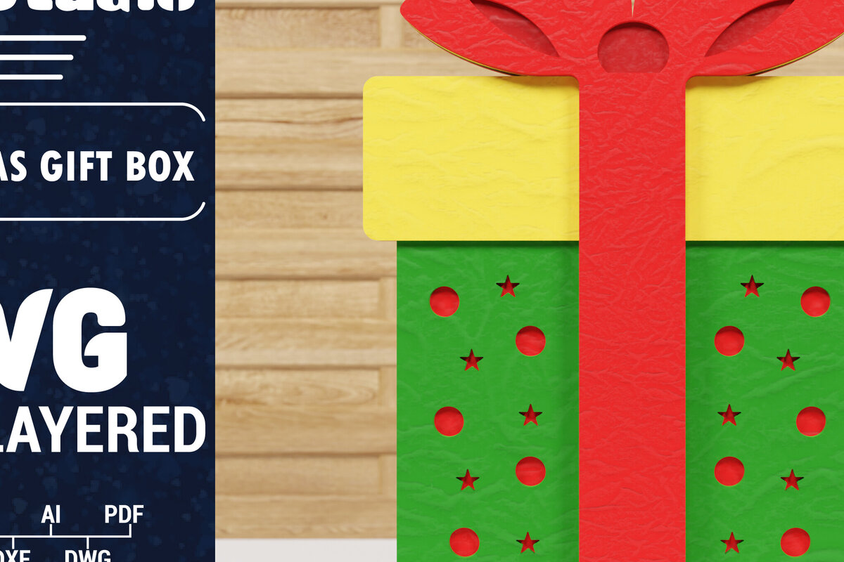 Σετ των 2 Intra απο ξύλο plywood 3mm-4mm πάχος Χριστουγεννιάτικο κουτί δώρου Κόψιμο με λέιζερ Δίασταση 1500x1500 cm INTRAFABR-79221084