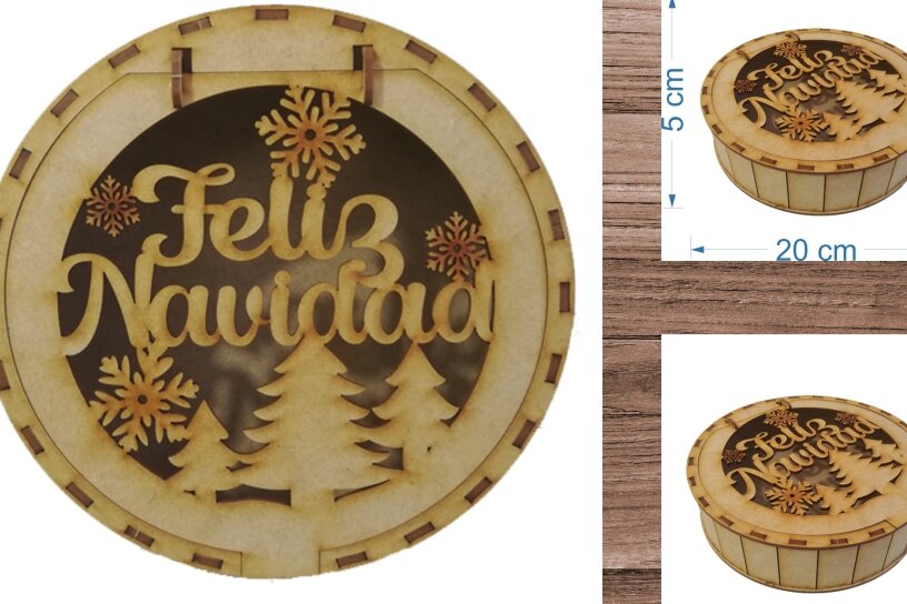 Intra απο ξύλο plywood 3mm-4mm πάχος Χριστουγεννιάτικο - Κουτί δώρου - Δίασταση 30x20 cm INTRAFABR-6392102