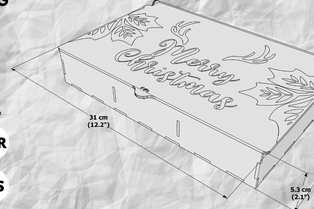 Σετ των 3 Intra απο ξύλο plywood 3mm-4mm πάχος Χριστουγεννιάτικο κουτί δώρου με διαχωριστικό, λέιζερ Δίασταση 3x3 cm INTRAFABR-79866202