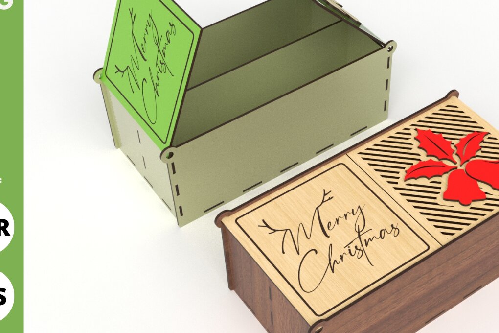 Σετ των 3 Intra απο ξύλο plywood 3mm-4mm πάχος Χριστουγεννιάτικο κουτί δώρου με διαχωριστικά, λέιζερ Δίασταση 3x3 cm INTRAFABR-82253517