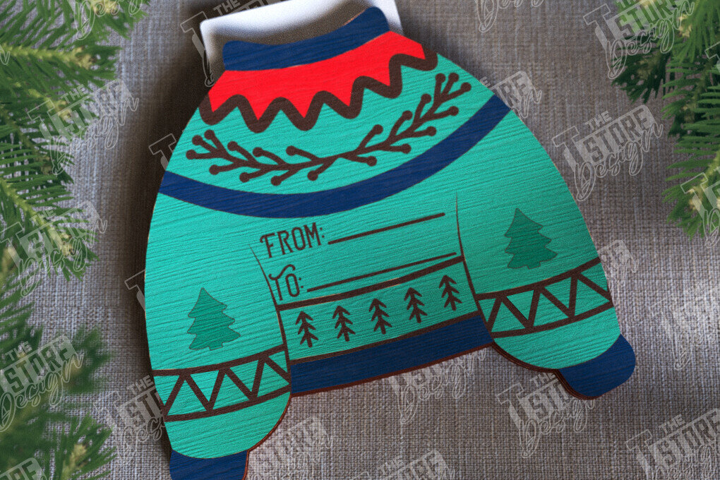 Σετ των 2 Intra απο ξύλο plywood 3mm-4mm πάχος Δωροκάρτα Χριστουγέννων | Ευχετήρια κάρτα |CNC Δίασταση 15x15 cm INTRAFABR-107183918