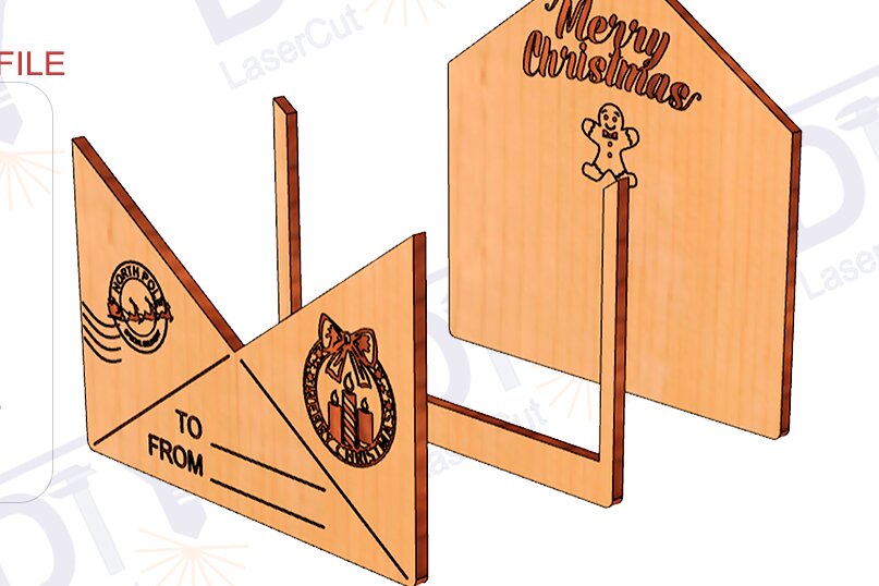 Σετ των 3 Intra απο ξύλο plywood 3mm-4mm πάχος Χριστουγεννιάτικη Δωροθήκη Φάκελος Lase Δίασταση 105x105 cm INTRAFABR-109992001