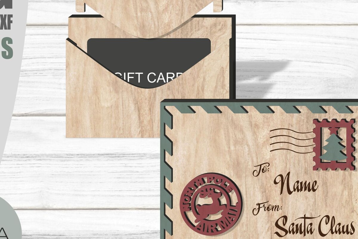 Intra απο ξύλο plywood 3mm-4mm πάχος Φάκελος με χριστουγεννιάτικη κάρτα δώρου Δίασταση 54x54 cm INTRAFABR-80430367