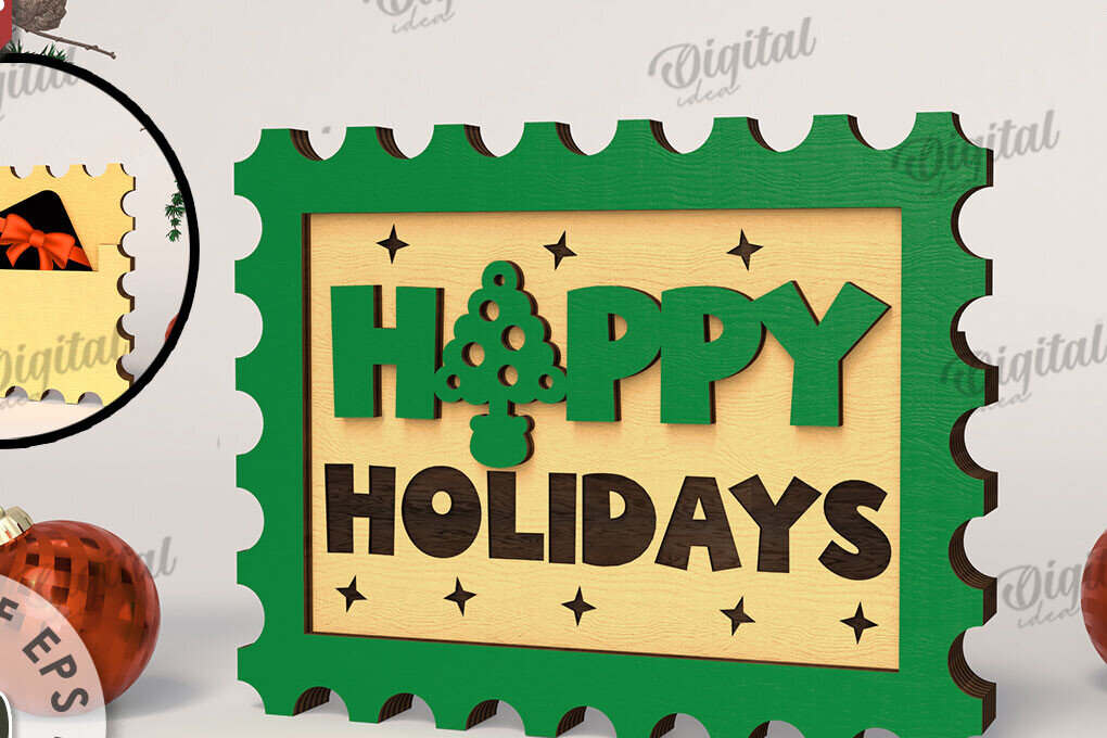 Σετ των 2 Intra απο ξύλο plywood 3mm-4mm πάχος Θήκη δώρου Χριστουγέννων με λέιζερ Δίασταση 15x15 cm INTRAFABR-108102647