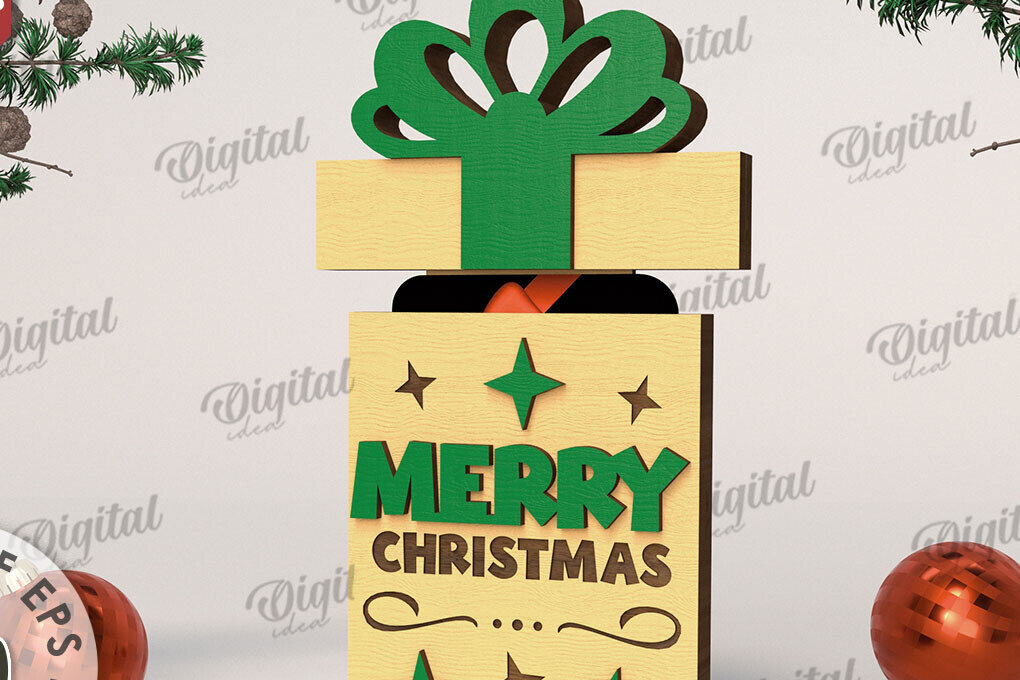 Σετ των 3 Intra απο ξύλο plywood 3mm-4mm πάχος Θήκη δώρου Χριστουγέννων με λέιζερ Δίασταση 15x15 cm INTRAFABR-108100432