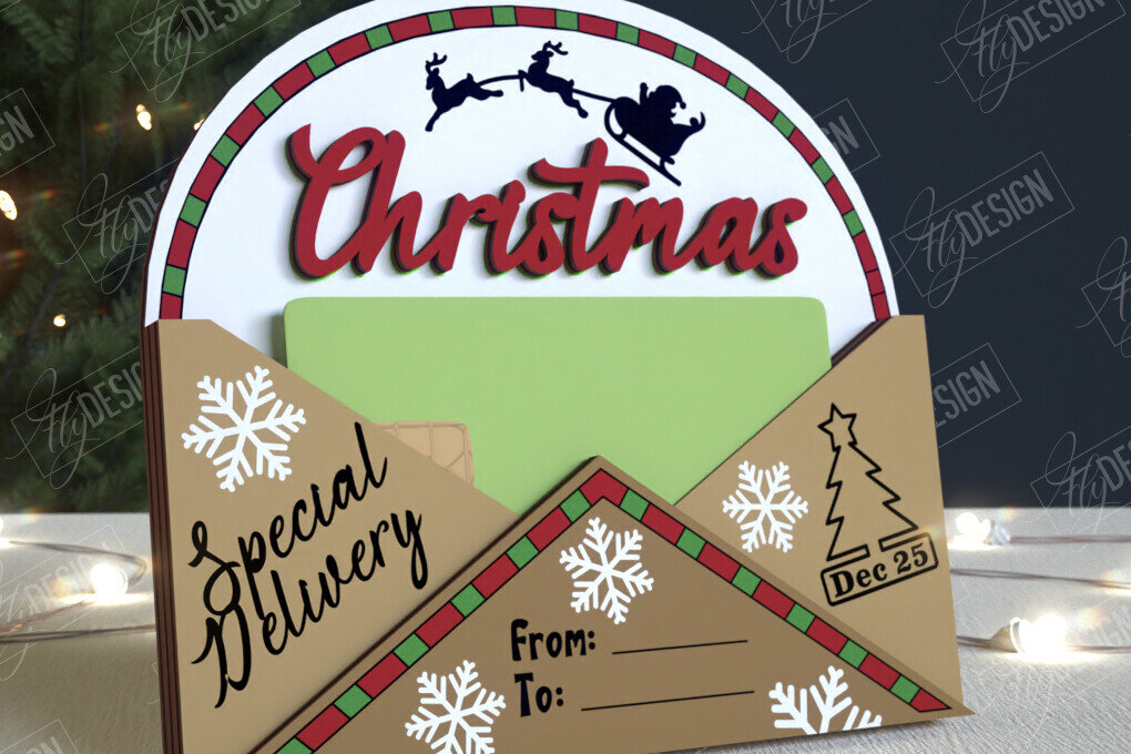 Σετ των 2 Intra απο ξύλο plywood 3mm-4mm πάχος Κάτοχος Χριστουγεννιάτικων Δωροκάρτας|Ευχετήρια κάρτα Δίασταση 15x15 cm INTRAFABR-108788750